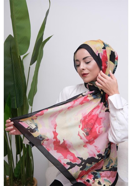 Watercolor Floral Desenli Dijital Soft Şal