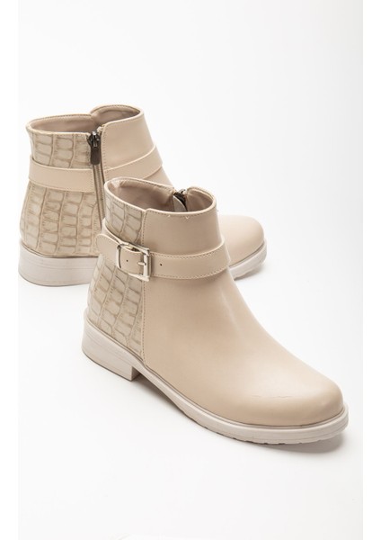 165-204/1 Bej Kroko Toka Aksesuarlı Fermuarlı Günlük Kadın Bot indirimleri