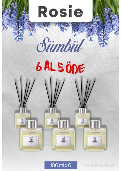 Sümbül 6 Al 5 Öde, Rosie Çubuklu Oda Kokusu 100 ml