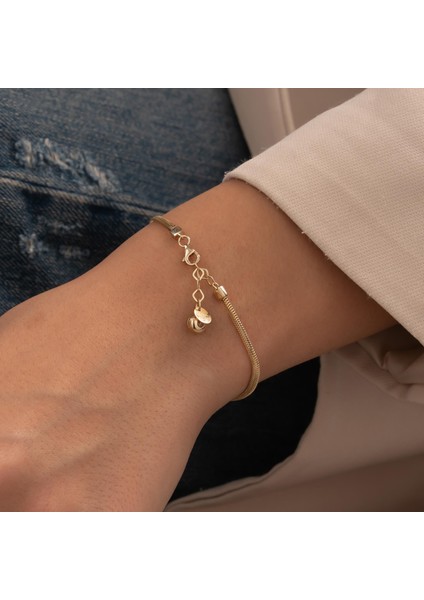 Balıksırtı Yeşil Taşlı 14 Ayar Altın Bileklik modelleri