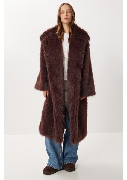 Uzun Suni Kürk Kaban LFG0169 Mürdüm fiyatları