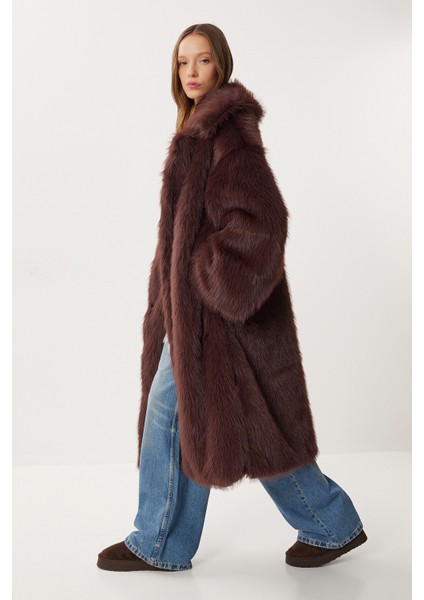 Uzun Suni Kürk Kaban LFG0169 Mürdüm modelleri