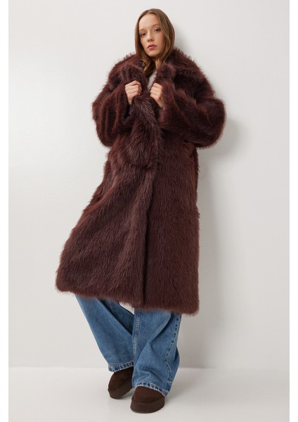 Uzun Suni Kürk Kaban LFG0169 Mürdüm fırsatları