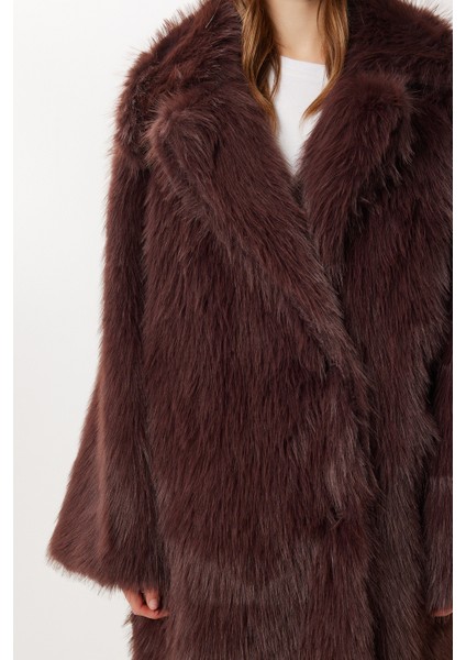 Uzun Suni Kürk Kaban LFG0169 Mürdüm indirimleri