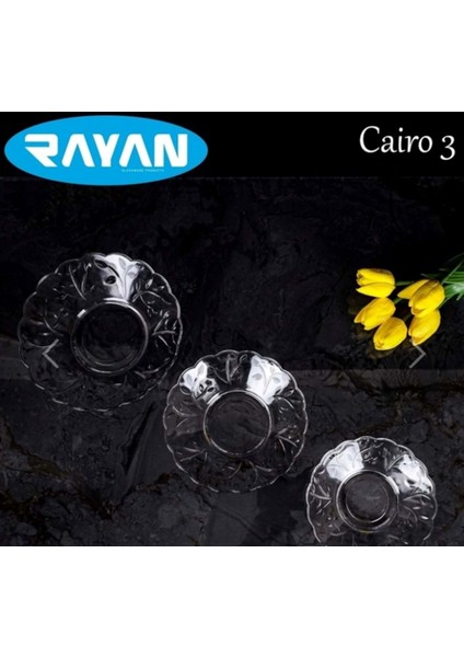 6'lı Cam Tabak Güneş Yıldız Gül 3 Model ROYALEKS-G-405