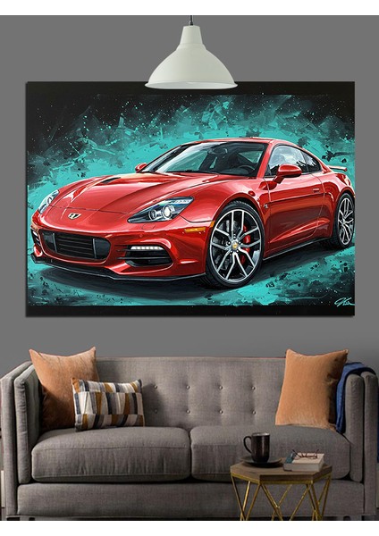 Kırmızı Spor Araba Hız Dekoratif Kanvas - Mdf Ahşap Tablo modelleri