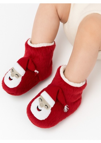 Kaydırmaz Taban, Organik, Pamuk Astarlı, Terletmez, Üşütmez Yılbaşı Temalı Bebek Panduf