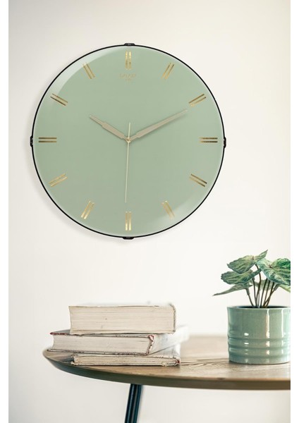 Exclucive Compass Serisi Klasik Kadranlı Ev ve Ofis Duvar Saati 35 cm Mint Yeşili