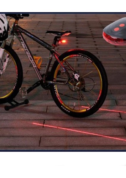 Bisiklet Arka Stop Lambası Lazer Şeritli LED Işık Pilli 7 Fonksiyon 5 LED modelleri