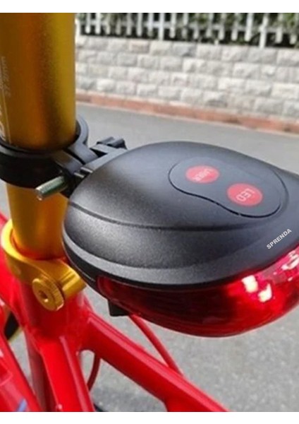 Bisiklet Arka Stop Lambası Lazer Şeritli LED Işık Pilli 7 Fonksiyon 5 LED fırsatları