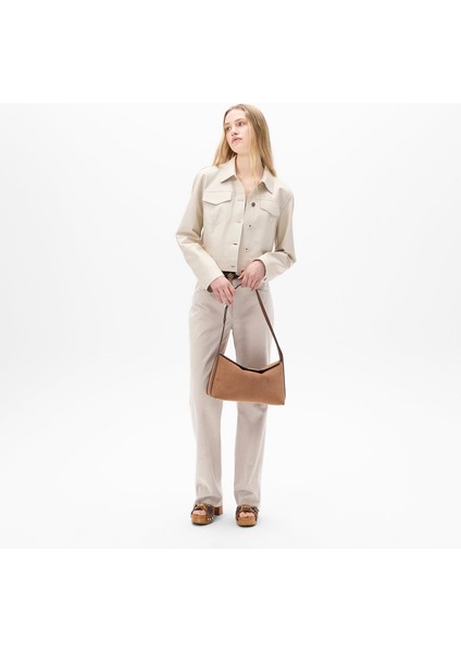 Kadın Beyaz Gömlek Yaka Metal Düğme Detaylı Deri Ceket fiyatları