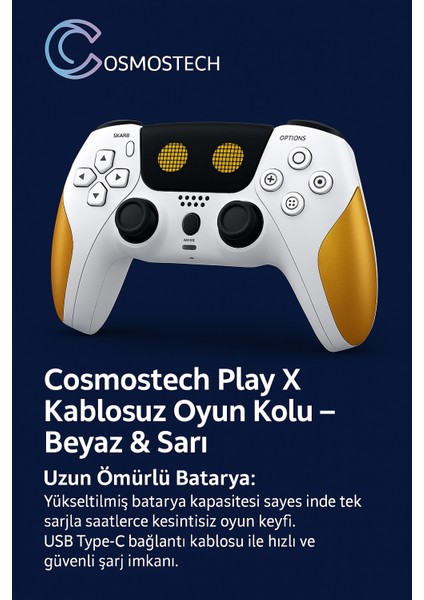 Play x Kablosuz Oyun Kolu Beyaz-Siyah Gamepad– Çift Titreşimli, Uzun Batarya Beyaz-Sarı, Ps4 / Pc / Ps5 ( Kısmı Uyumlu ) indirimleri