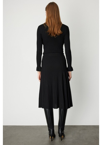 Kadın Piliseli Midi Triko Etek 69201 Siyah fırsatları
