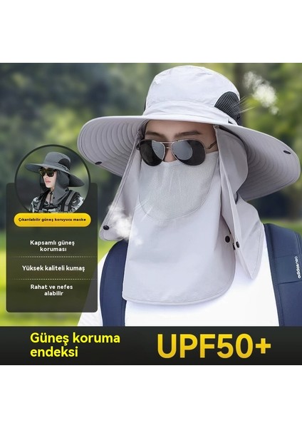 Erkek Balıkçı Şapka Yaz Güneş Koruma Katlanabilir Açık Büyük Kenarlı Şapka (Yurt Dışından)