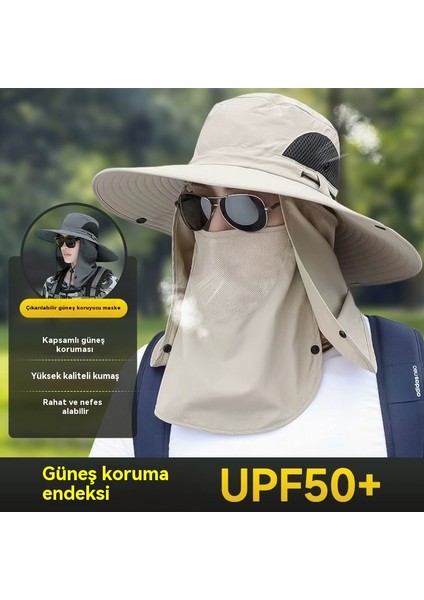 Erkek Balıkçı Şapka Yaz Güneş Koruma Katlanabilir Açık Büyük Kenarlı Şapka (Yurt Dışından)