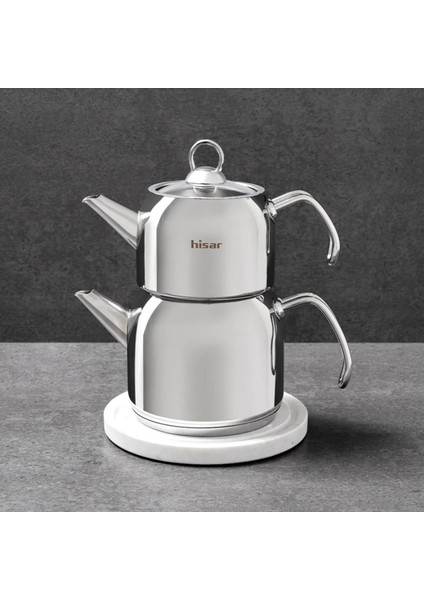 Satürn Çelik Çaydanlık - Inox - 2 Lt + 1 Lt