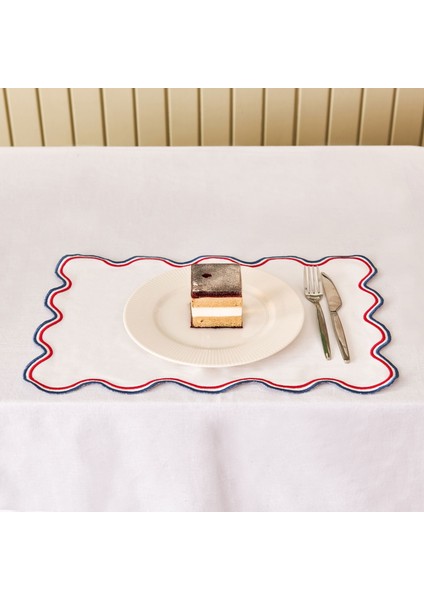 Soft Nonna Amerikan Servis - Mavi / Kırmızı - 30X50 cm