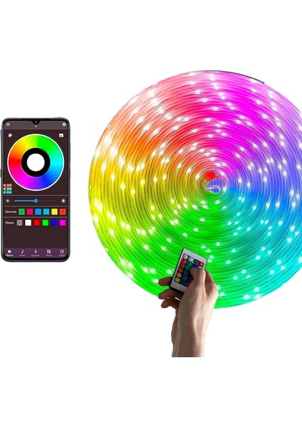 LED Rgb Işık - 5V USB Girişli, Uygulamalı, Uzaktan Kumandalı, Müziğe Duyarlı, Suya Dayanıklı, Parti, Yılbaşı, Doğum Günü, Eğlence Için (10 Metre)