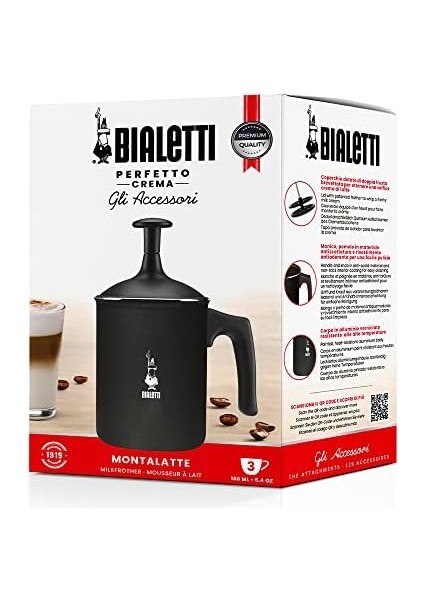 Tutto Crema Süt Köpürtücü 3 Fincan, Çift Süzgeçli, Sağlam Süt Köpüğü Için, 0,5 L, Siyah modelleri