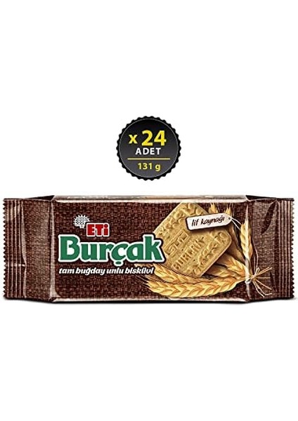 Eti Burçak Tam Buğday Unlu Bisküvi 131 G x 24 Adet