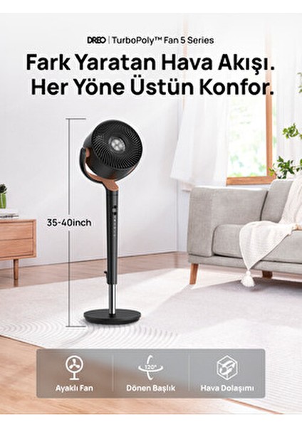 Turbopoly Vantilatör 1,5 W Ayaklı Uzaktan Kumandalı ve Yüksek Performanslı