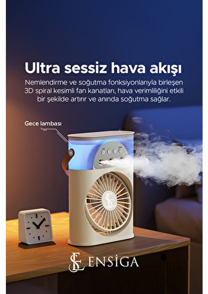 Masaüstü Klima Fanı Ultrasonik Atomizasyon 4.5W Enerji Tasarruflu 3 Hızlı Ayar
