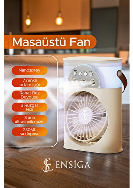 Masaüstü Klima Fanı Ultrasonik Atomizasyon 4.5W Enerji Tasarruflu 3 Hızlı Ayar