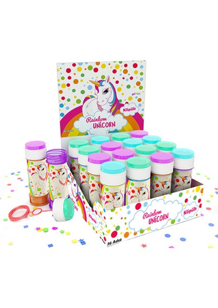 Köpük Balon Stantlı 36LI -Rainbow Unicorn-