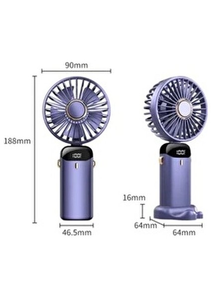 Mini Klima Şarjlı El Fanı 5 Kademeli Hız LED Göstergeli Parfümlü Mini Vantilatör