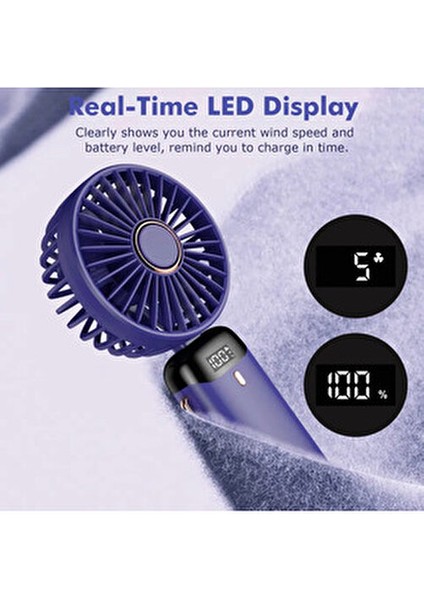 Mini Klima Şarjlı El Fanı 5 Kademeli Hız LED Göstergeli Parfümlü Mini Vantilatör
