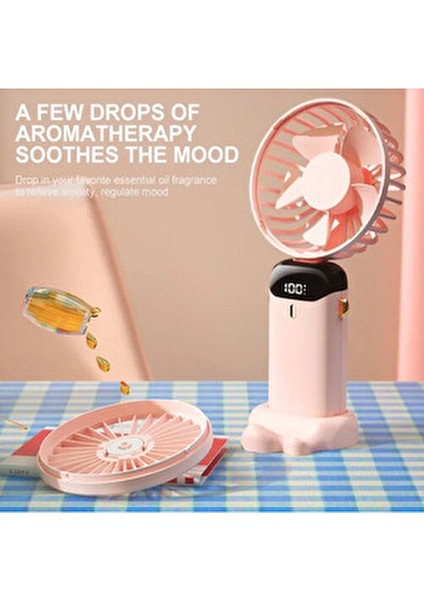 Şarjlı El Fanı Mini Vantilatör 5 Hız Seçeneğiyle LED Göstergeli Serinletici
