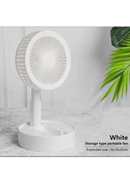 Masaüstü Fan Teleskopik Şarjlı Mini Vantilatör 3 Kademe Beyaz Renkli