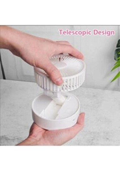 Masaüstü Fan Teleskopik Şarjlı Mini Vantilatör 3 Kademe Beyaz Renkli