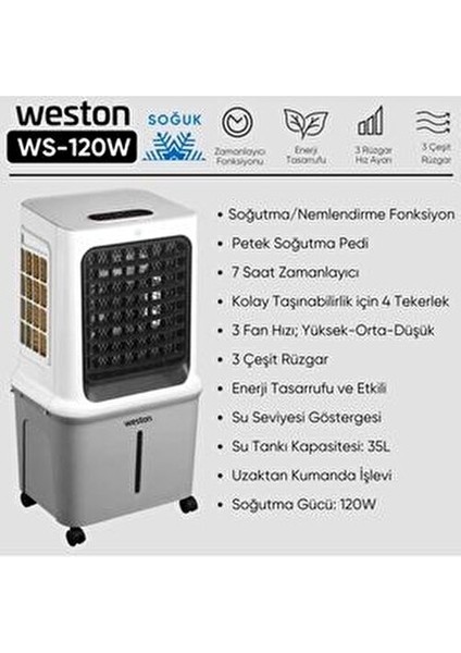 Uzaktan Kumandalı Buharsız Hava Soğutucu Kule Tipi 120 W Kolay Taşınabilir fiyatları