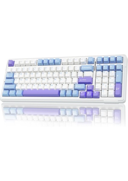 F99 3 Modlu Rgb Hot Swap Mekanik Graywood V3 Switch Kablosuz Makrolu Klavye Lila