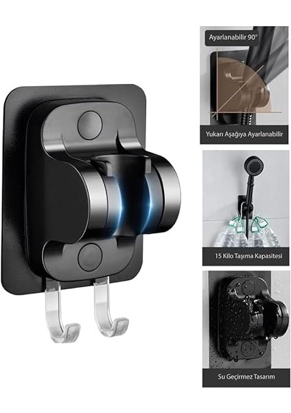 Aqua Kare Üç Fonksiyonlu Duş Başlığı, Yapışkanlı Duş Askısı ve Örgülü Duş Hortumu Seti fiyatları