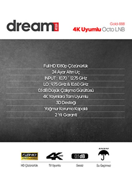 4K Full HD Sekizli LNB Çanak Anten Kolay Kurulum Özelliği ile 8 Çıkışlı fırsatları