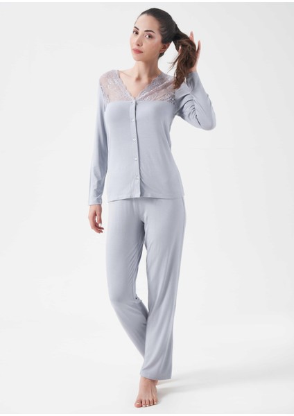 Kadın Dantelli Pijama Takım - 10006 fırsatları
