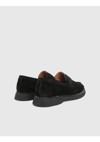 Buckle Hakiki Süet Deri Siyah Kadın Loafer Ayakkabı fırsatları