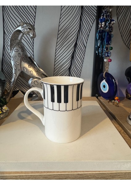 Porselen Piyano Desen Kupa Bardak