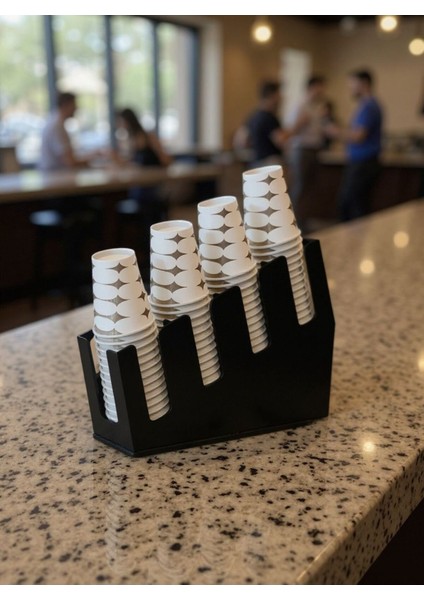 4 Bölmeli Kademeli Karton Bardak Standı - 8 Oz Bardak Uyumlu Pleksi fiyatları