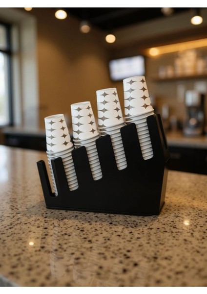 4 Bölmeli Kademeli Karton Bardak Standı - 8 Oz Bardak Uyumlu Pleksi modelleri