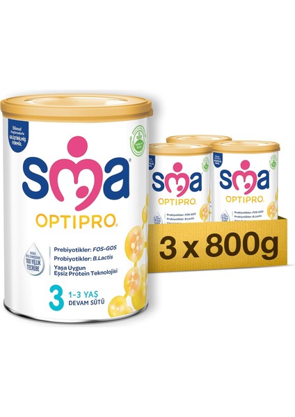 Sma Optipro 3 Devam Sütü (1-3 Yaş, 800 G x 3 Adet) modelleri