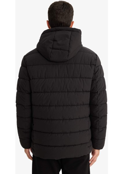 Su İtici Slim Fit Dar Kesim Astarlı Kapüşonlu Fermuarlı Cepli Dolgulu Mont R0216AZ25AU