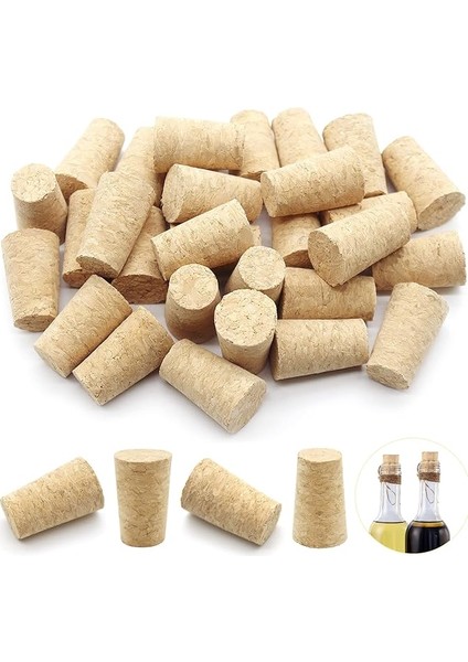 30'lu Paket Ahşap Mantar Tapaları Konik Boş Şarap Mantarları Şarap Bira Tıpaları Sızdırmaz Doğal Ahşap Mantar Değiştirme Şarap Şişeleri, Bira Şişeleri, Likör Şişeleri Mantar El Sanatları (2,2x1,7x3,5 Cm)