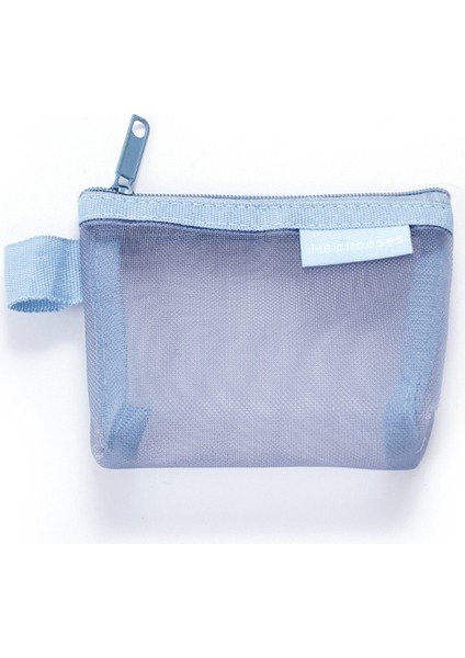 He Chooses D015 Naylon Fileli Madeni Para Kesesi Anahtarlar Kartlar Fermuarlı Saklama Çantası - Mavi (Yurt Dışından)