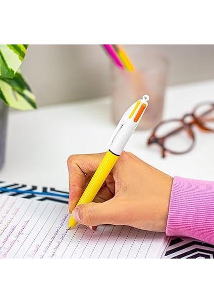 4 Colours Sun Tükenmez Kalem, 12'li Kutu, 1.0mm Uç, Tek Kalemde Sarı, Mor, Turuncu ve Pembe Renkler fırsatları