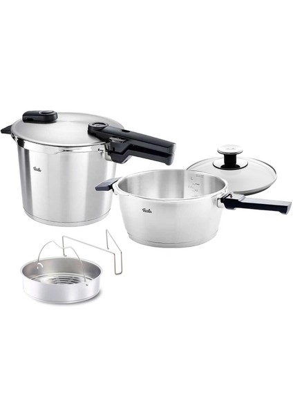 Vitaquick Premium 6+3,5 Litre Düdüklü Tencere + Buharda Pişirme Aparatı