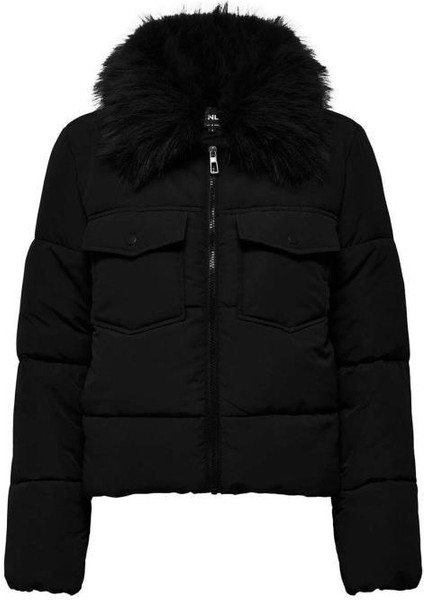15322000 Onlmaggı Fur Puffer Black Kadın Mont