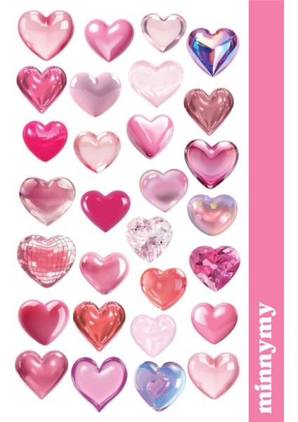 Heart Collection Sticker, Çıkartma, Ajanda, Günlük, Planlayıcı, Bullet Journal ,scrapbook